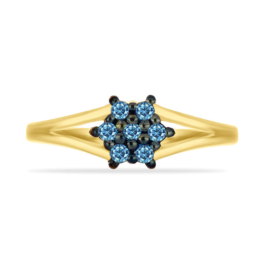 Inel din Argint 925 Placat cu Aur ( 2.29 grame ) cu Diamant Albastru 0.18 Carate