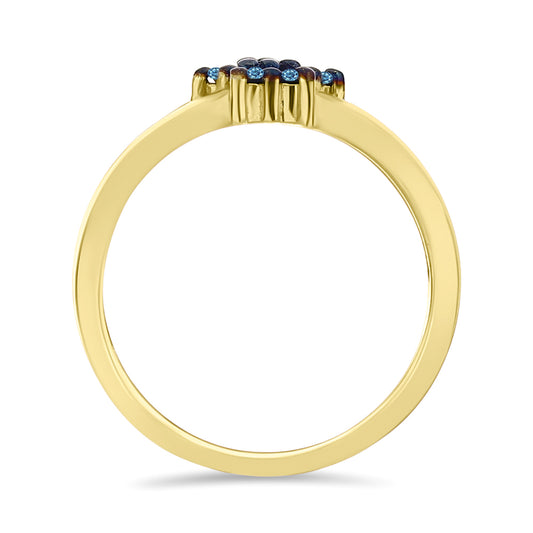 Inel din Argint 925 Placat cu Aur ( 2.29 grame ) cu Diamant Albastru 0.18 Carate