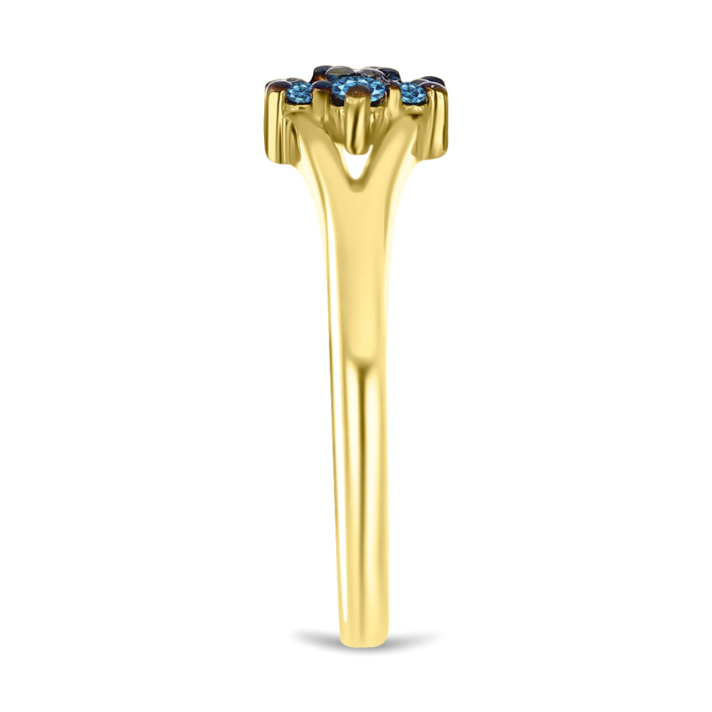 Inel din Argint 925 Placat cu Aur ( 2.29 grame ) cu Diamant Albastru 0.18 Carate