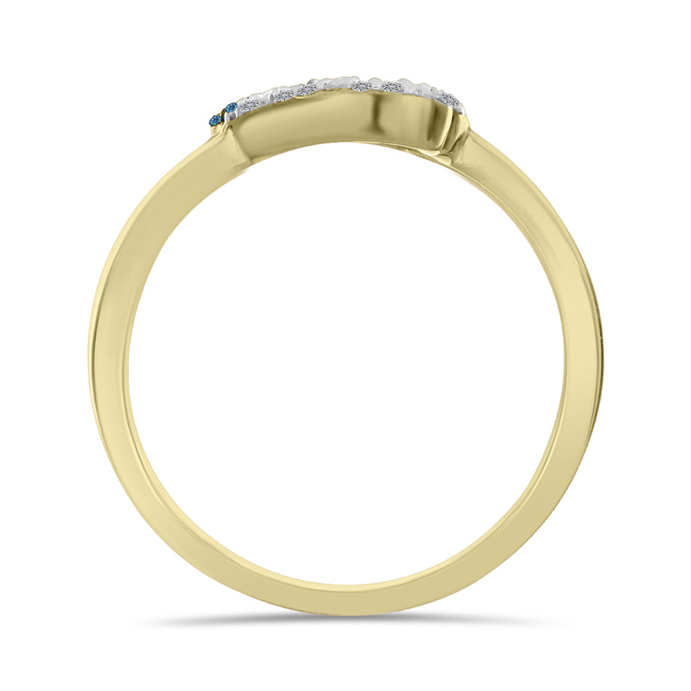 Inel din Argint 925 Placat cu Aur ( 2.52 grame ) cu Diamant Albastru și Diamant Alb 0.2 Carate 2 