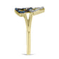 Inel din Argint 925 Placat cu Aur ( 2.52 grame ) cu Diamant Albastru și Diamant Alb 0.2 Carate