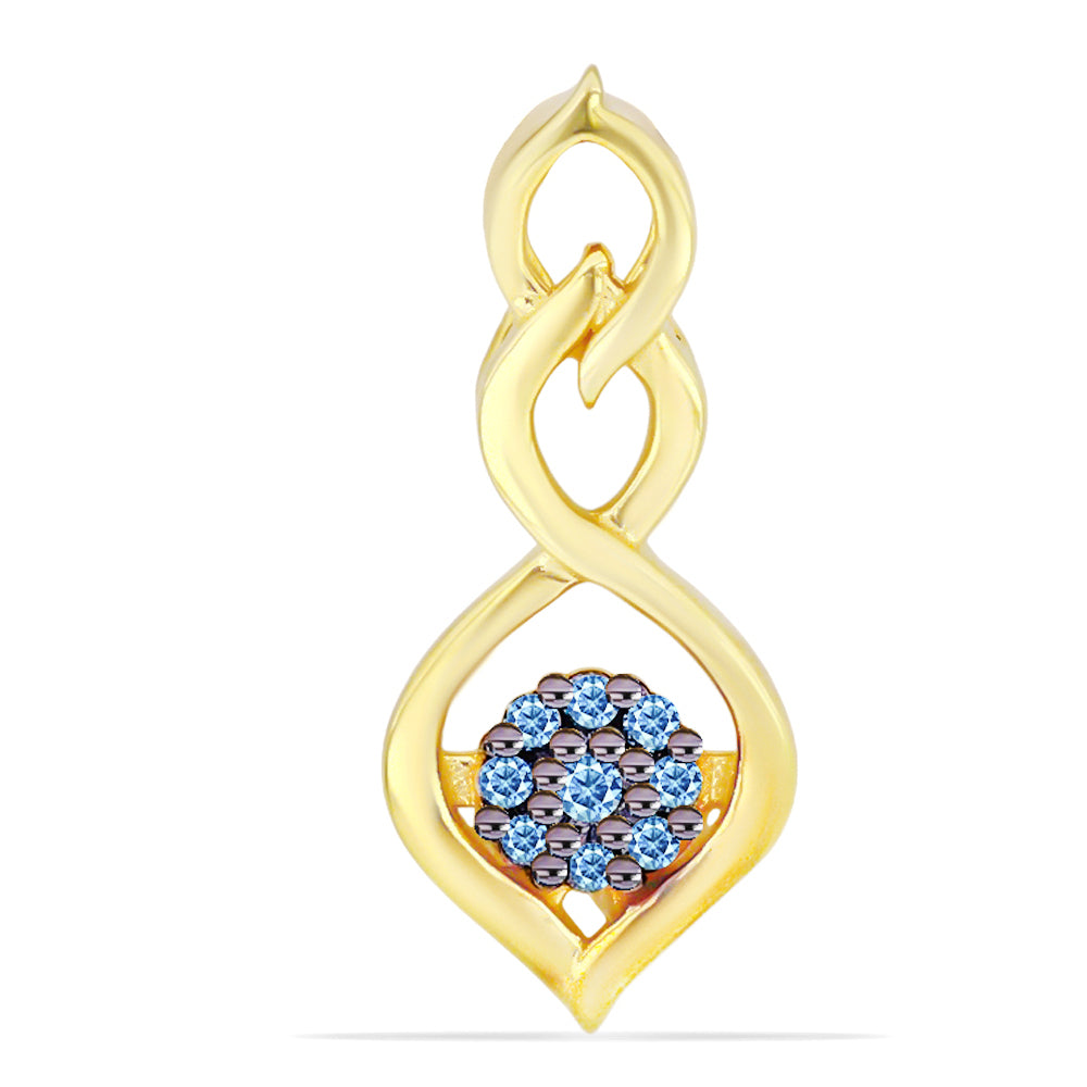 Pandantiv din Argint 925 Placat cu Aur ( 1.23 grame ) cu Diamant Albastru 0.06 Carate 1 