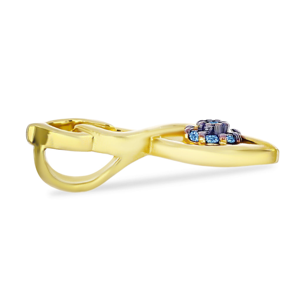 Pandantiv din Argint 925 Placat cu Aur ( 1.23 grame ) cu Diamant Albastru 0.06 Carate 2 