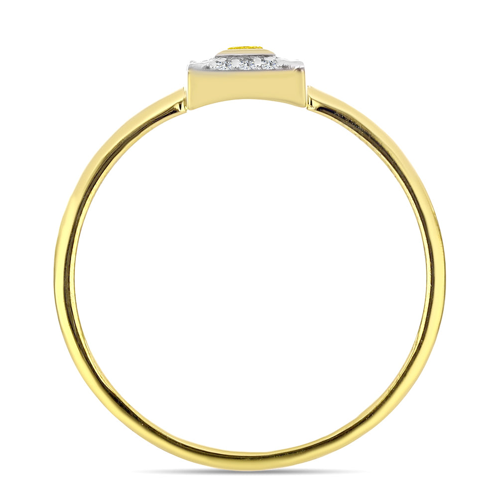 Inel din Argint 925 Placat cu Aur ( 2.08 grame ) cu Diamant Galben și Zircon Alb Natural 0.22 Carate 2 
