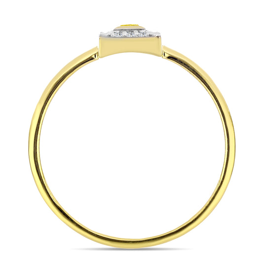 Inel din Argint 925 Placat cu Aur ( 2.08 grame ) cu Diamant Galben și Zircon Alb Natural 0.22 Carate