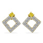 Cercei din Argint 925 Placat cu Aur ( 1.34 grame ) cu Diamant Galben și Zircon Alb Natural 0.31 Carate