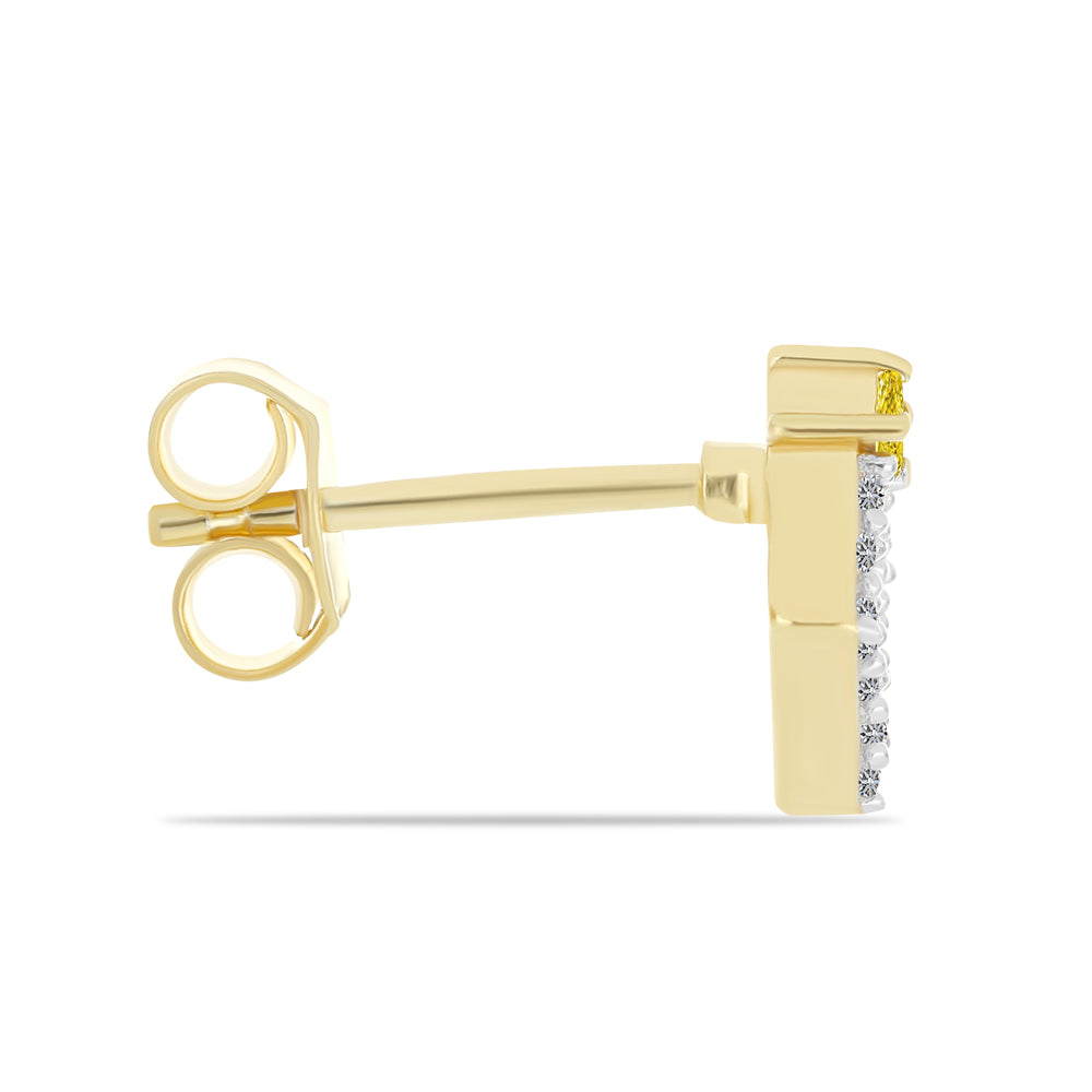 Cercei din Argint 925 Placat cu Aur ( 1.34 grame ) cu Diamant Galben și Zircon Alb Natural 0.31 Carate 2 