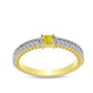 Inel din Argint 925 Placat cu Aur ( 2.4 grame ) cu Diamant Galben și Zircon Alb Natural 0.39 Carate