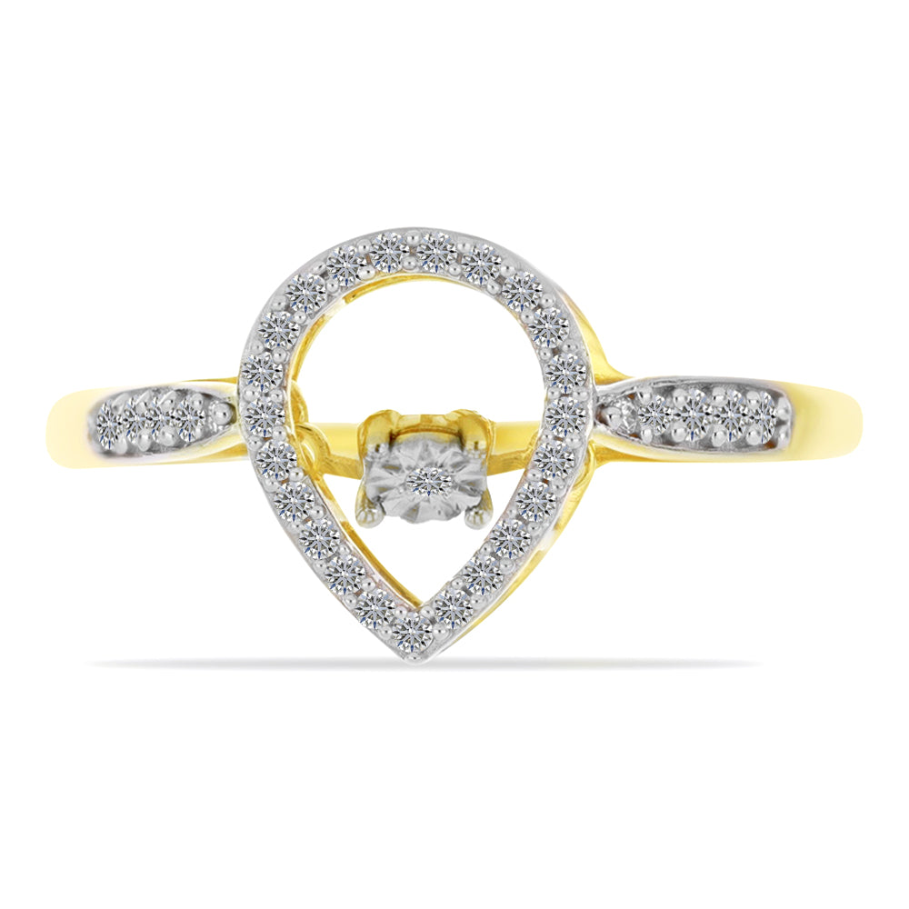 Inel din Argint 925 Placat cu Aur ( 2.59 grame ) cu Diamant Alb și Zircon Alb 0.5 Carate 1 