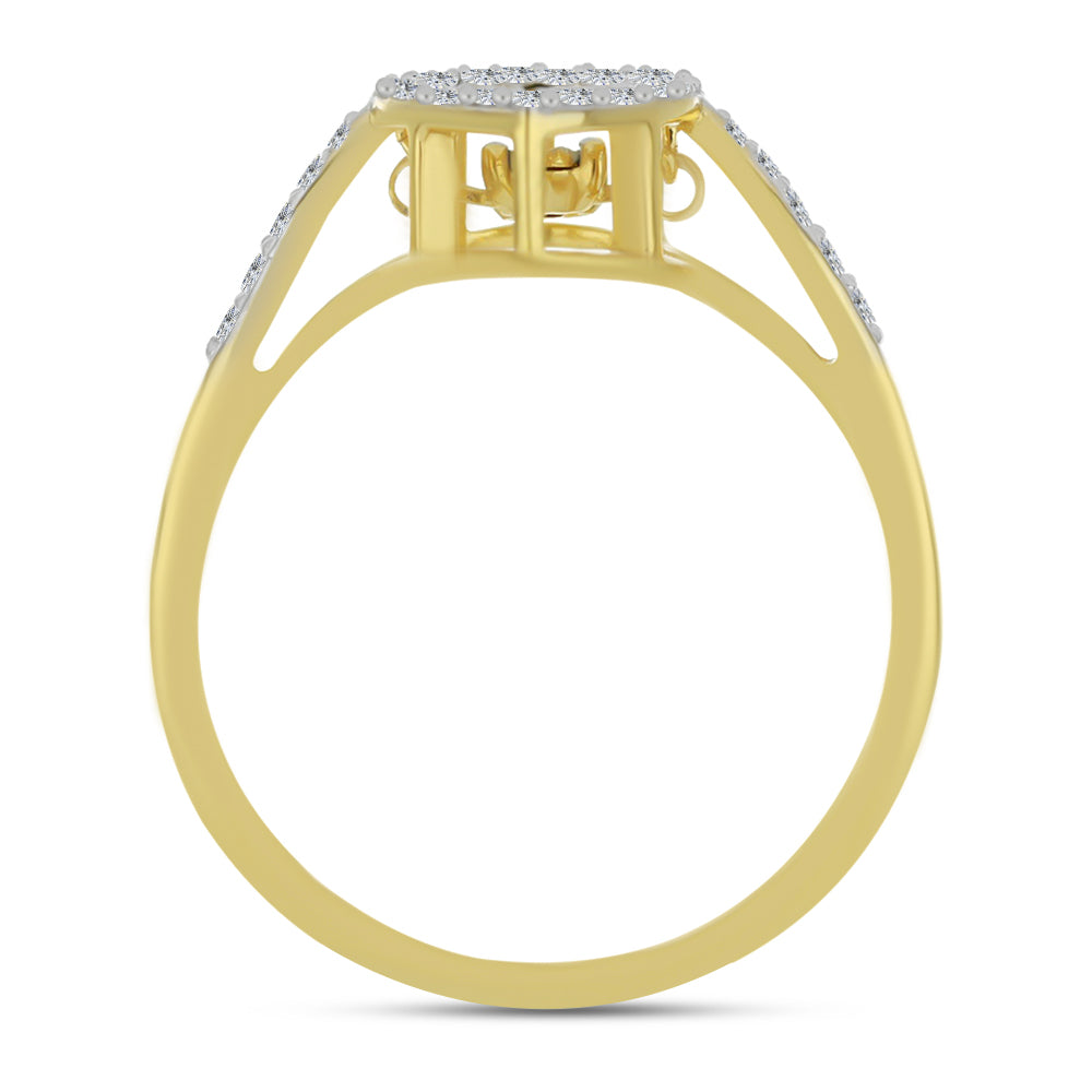 Inel din Argint 925 Placat cu Aur ( 2.59 grame ) cu Diamant Alb și Zircon Alb 0.5 Carate