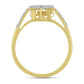 Inel din Argint 925 Placat cu Aur ( 2.59 grame ) cu Diamant Alb și Zircon Alb 0.5 Carate