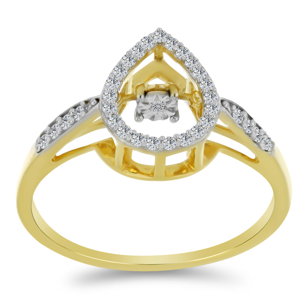 Inel din Argint 925 Placat cu Aur ( 2.59 grame ) cu Diamant Alb și Zircon Alb 0.5 Carate