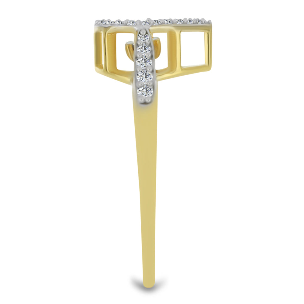 Inel din Argint 925 Placat cu Aur ( 2.59 grame ) cu Diamant Alb și Zircon Alb 0.5 Carate 4 