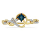 Inel din Argint 925 Placat cu Aur ( 2.23 grame ) cu Diamant Albastru și Zircon Alb 0.14 Carate