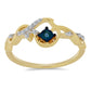 Inel din Argint 925 Placat cu Aur ( 2.23 grame ) cu Diamant Albastru și Zircon Alb 0.14 Carate
