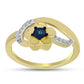 Inel din Argint 925 Placat cu Aur ( 2.78 grame ) cu Diamant Albastru și Zircon Alb 0.1 Carate