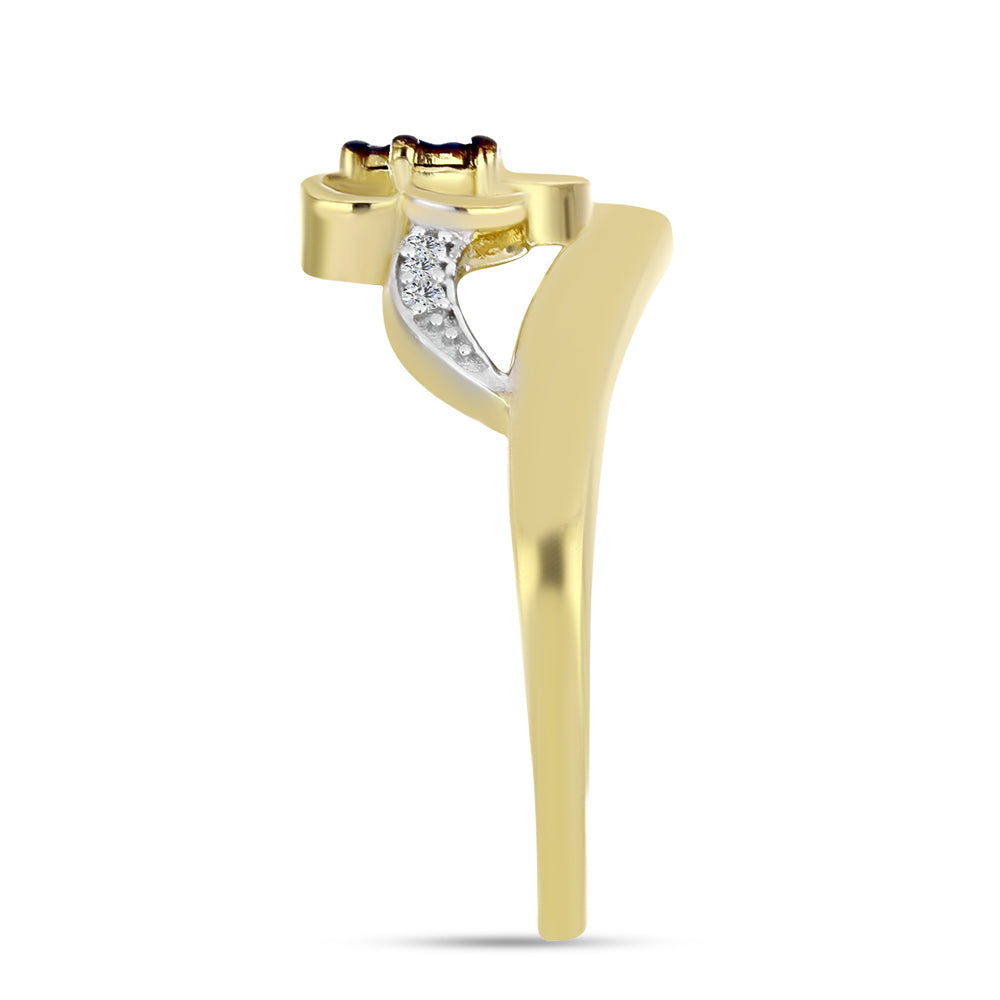 Inel din Argint 925 Placat cu Aur ( 2.78 grame ) cu Diamant Albastru și Zircon Alb 0.1 Carate 4 