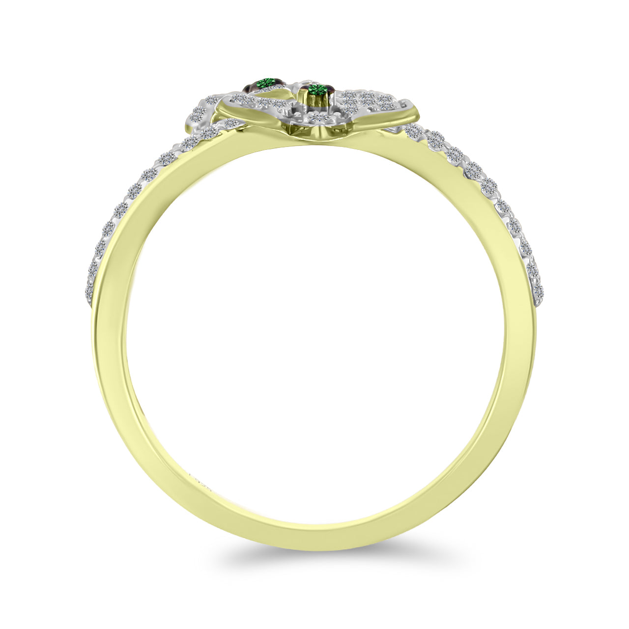 Inel din Argint 925 Placat cu Aur ( 3.37 grame ) cu Diamant Verde și Zircon Alb 1.19 Carate