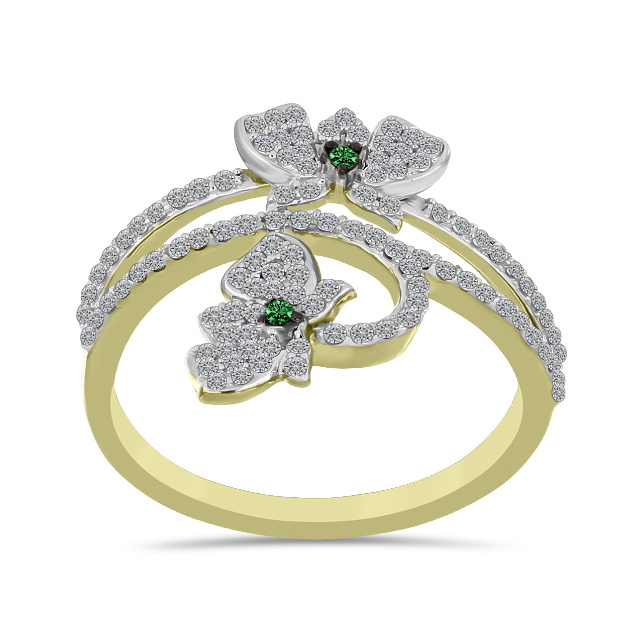 Inel din Argint 925 Placat cu Aur ( 3.37 grame ) cu Diamant Verde și Zircon Alb 1.19 Carate