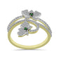 Inel din Argint 925 Placat cu Aur ( 3.37 grame ) cu Diamant Verde și Zircon Alb 1.19 Carate