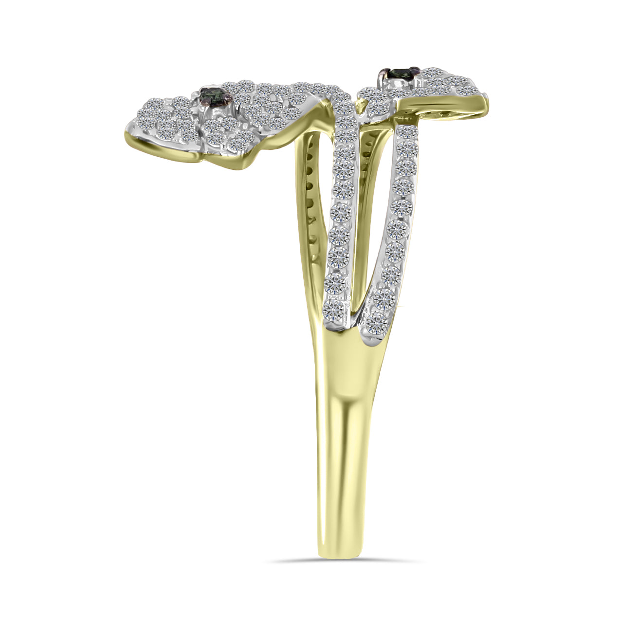 Inel din Argint 925 Placat cu Aur ( 3.37 grame ) cu Diamant Verde și Zircon Alb 1.19 Carate 4 