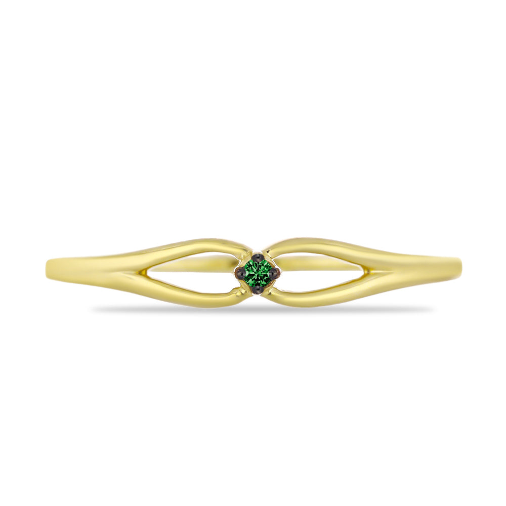 Inel din Argint 925 Placat cu Aur ( 1.43 grame ) cu Diamant Verde 0.02 Carate