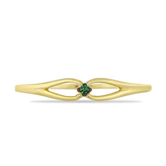 Inel din Argint 925 Placat cu Aur ( 1.43 grame ) cu Diamant Verde 0.02 Carate