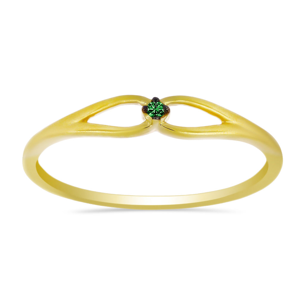 Inel din Argint 925 Placat cu Aur ( 1.43 grame ) cu Diamant Verde 0.02 Carate 3 