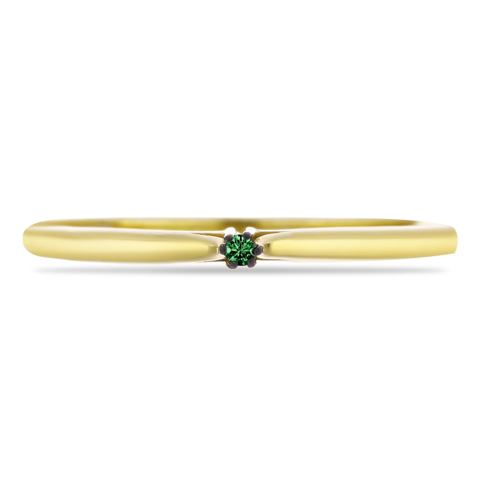 Inel din Argint 925 Placat cu Aur ( 1.28 grame ) cu Diamant Verde 0.02 Carate 1 