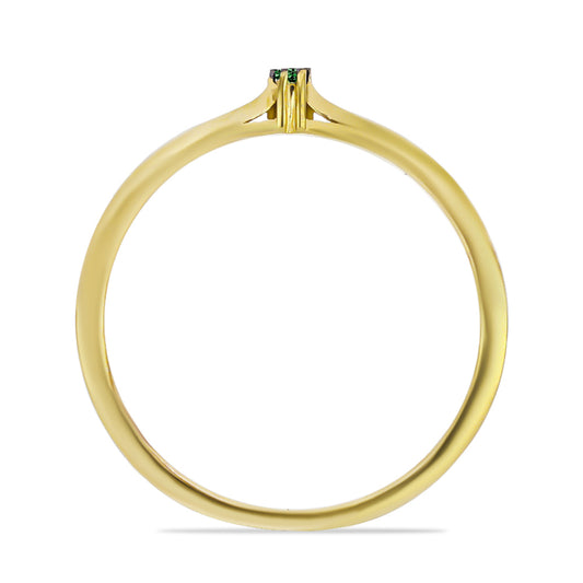 Inel din Argint 925 Placat cu Aur ( 1.28 grame ) cu Diamant Verde 0.02 Carate