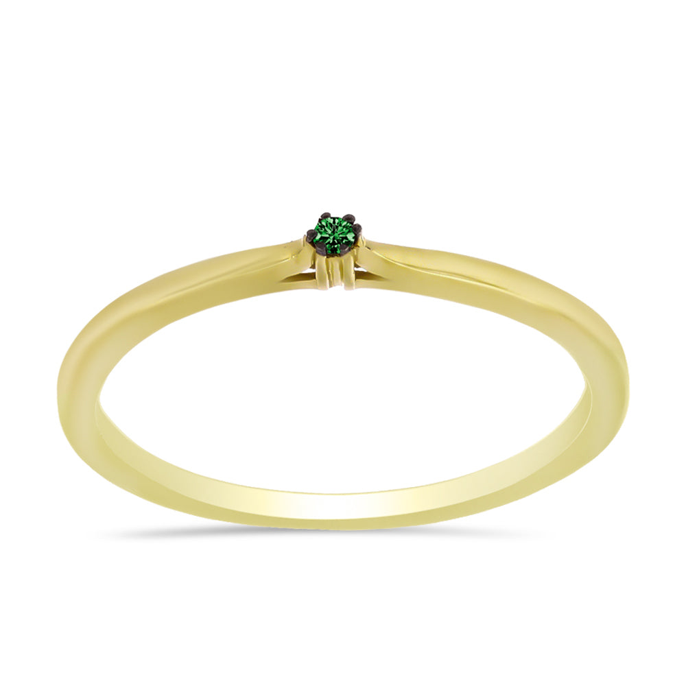 Inel din Argint 925 Placat cu Aur ( 1.28 grame ) cu Diamant Verde 0.02 Carate 3 
