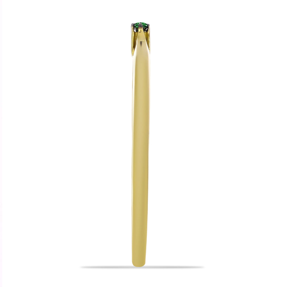 Inel din Argint 925 Placat cu Aur ( 1.28 grame ) cu Diamant Verde 0.02 Carate