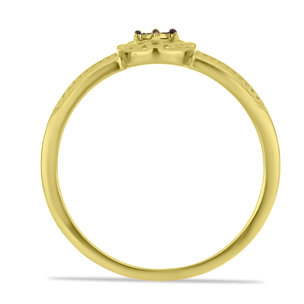 Inel din Argint 925 Placat cu Aur ( 2.09 grame ) cu Diamant Verde 0.01 Carate 2 