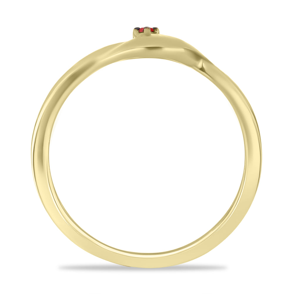 Inel din Argint 925 Placat cu Aur ( 1.55 grame ) cu Diamant Roșu 0.01 Carate 2 
