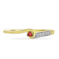 Inel din Argint 925 Placat cu Aur ( 1.47 grame ) cu Diamant Roșu și Zircon Alb 0.07 Carate