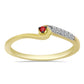 Inel din Argint 925 Placat cu Aur ( 1.47 grame ) cu Diamant Roșu și Zircon Alb 0.07 Carate