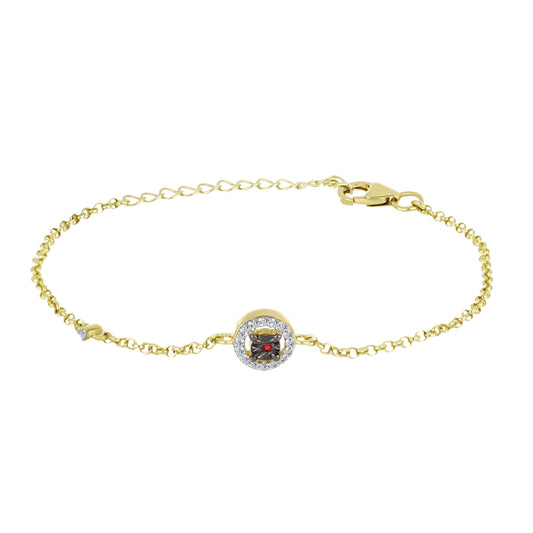 Brățară din Argint 925 Placat cu Aur ( 2.77 grame ) cu Diamant Roșu și Zircon Alb 0.2 Carate