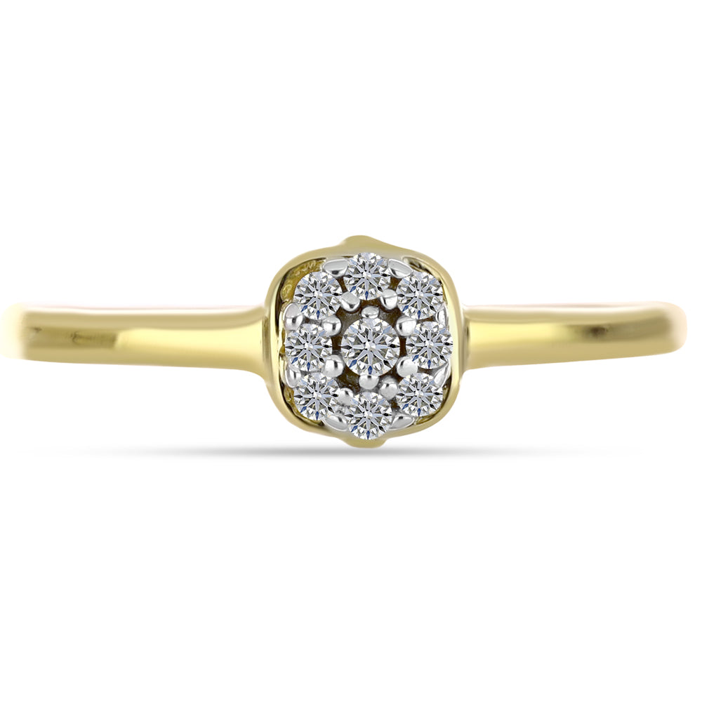 Inel din Argint 925 Placat cu Aur ( 1.5 grame ) cu Diamant Alb 0.09 Carate 1 