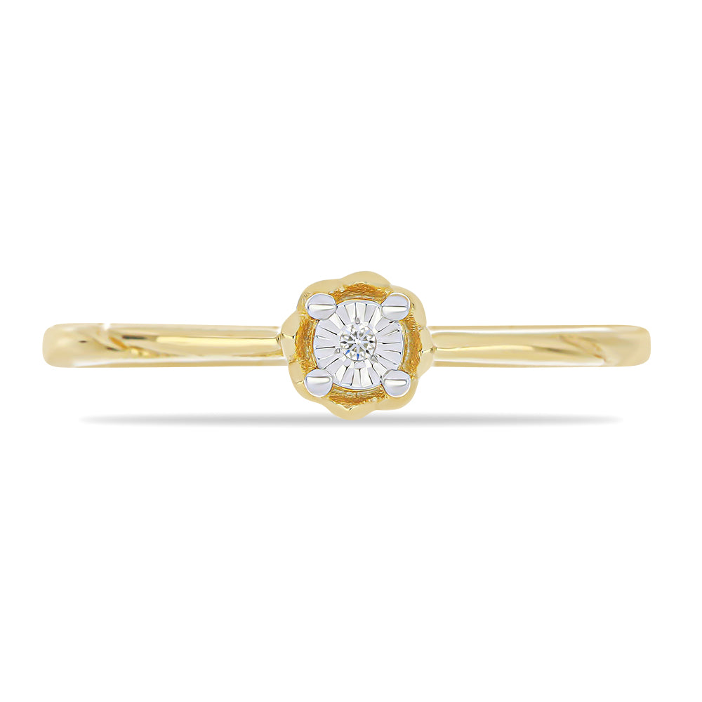 Inel din Argint 925 Placat cu Aur ( 1.32 grame ) cu Diamant Alb 0.01 Carate
