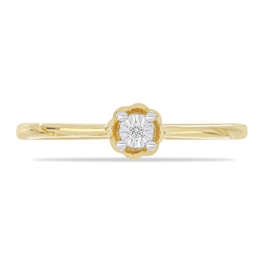 Inel din Argint 925 Placat cu Aur ( 1.32 grame ) cu Diamant Alb 0.01 Carate