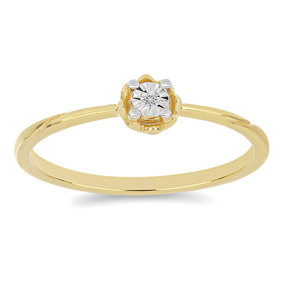 Inel din Argint 925 Placat cu Aur ( 1.32 grame ) cu Diamant Alb 0.01 Carate 3 