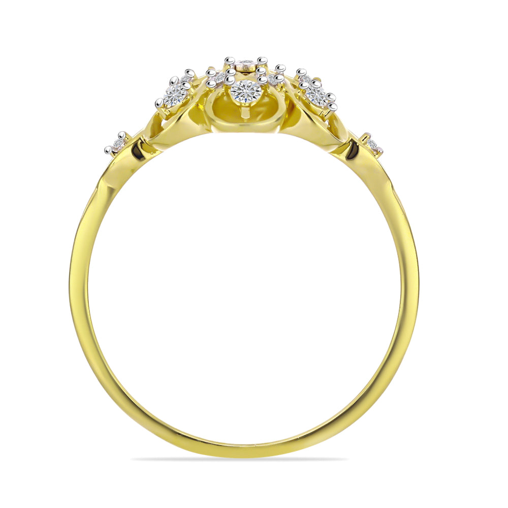 Inel din Argint 925 Placat cu Aur ( 2.94 grame ) cu Diamant Alb și Zircon Alb 0.47 Carate 2 