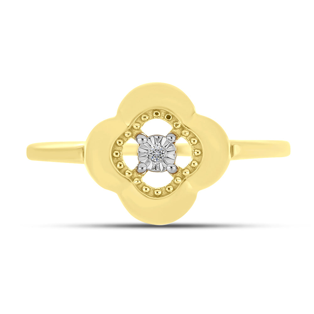 Inel din Argint 925 Placat cu Aur ( 2.5 grame ) cu Diamant Alb 0.01 Carate 1 