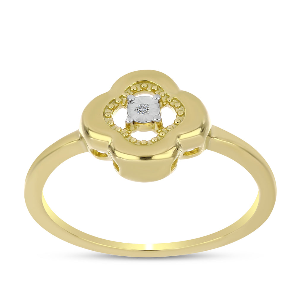 Inel din Argint 925 Placat cu Aur ( 2.5 grame ) cu Diamant Alb 0.01 Carate 3 