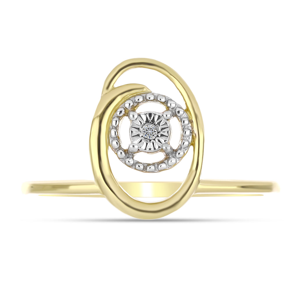 Inel din Argint 925 Placat cu Aur ( 1.94 grame ) cu Diamant Alb 0.01 Carate 1 