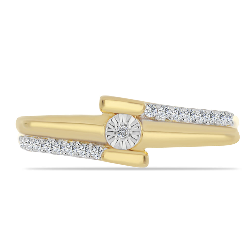 Inel din Argint 925 Placat cu Aur ( 2.81 grame ) cu Diamant Alb și Zircon Alb 0.28 Carate 1 