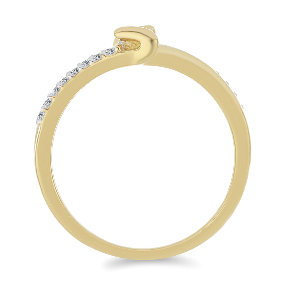 Inel din Argint 925 Placat cu Aur ( 2.81 grame ) cu Diamant Alb și Zircon Alb 0.28 Carate