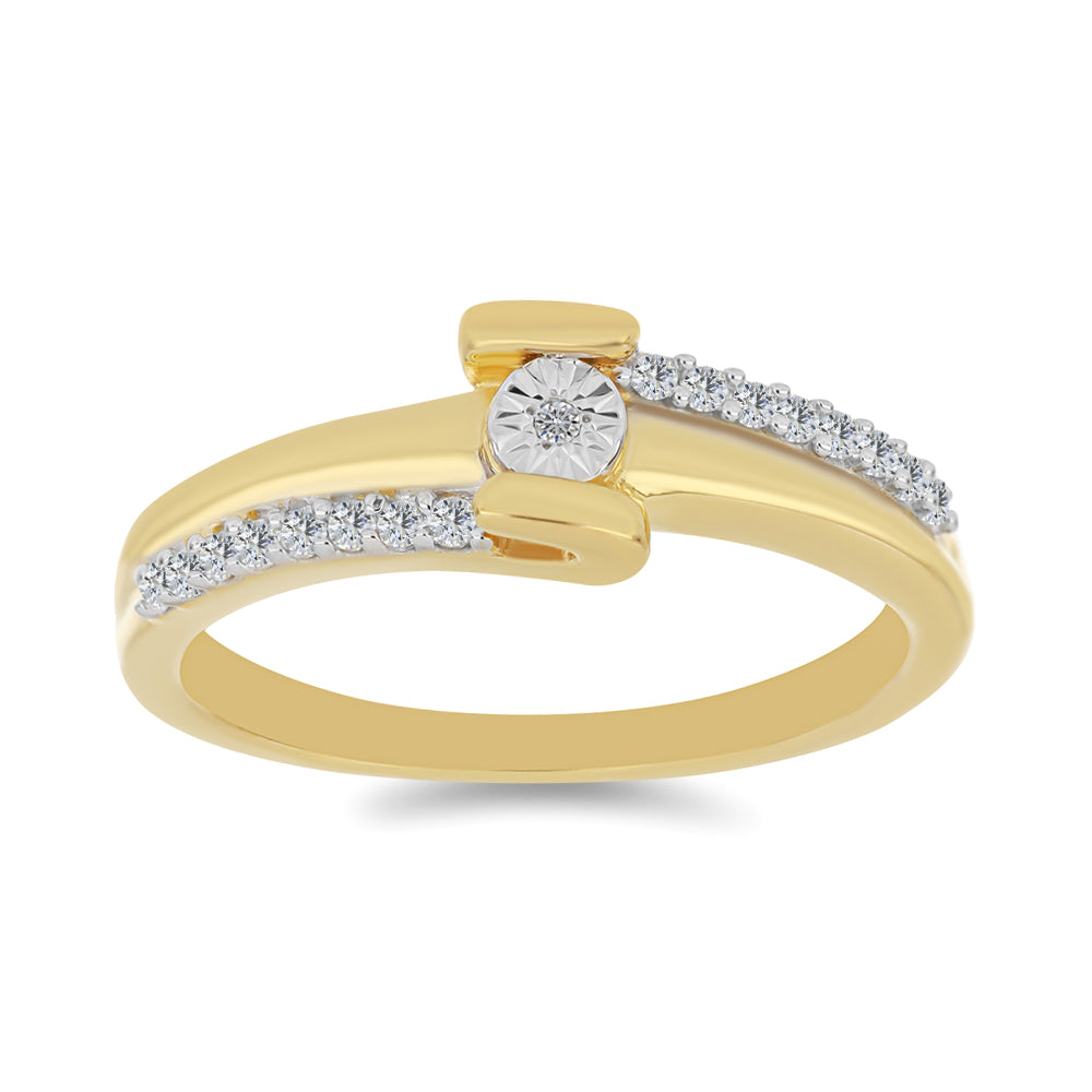 Inel din Argint 925 Placat cu Aur ( 2.81 grame ) cu Diamant Alb și Zircon Alb 0.28 Carate