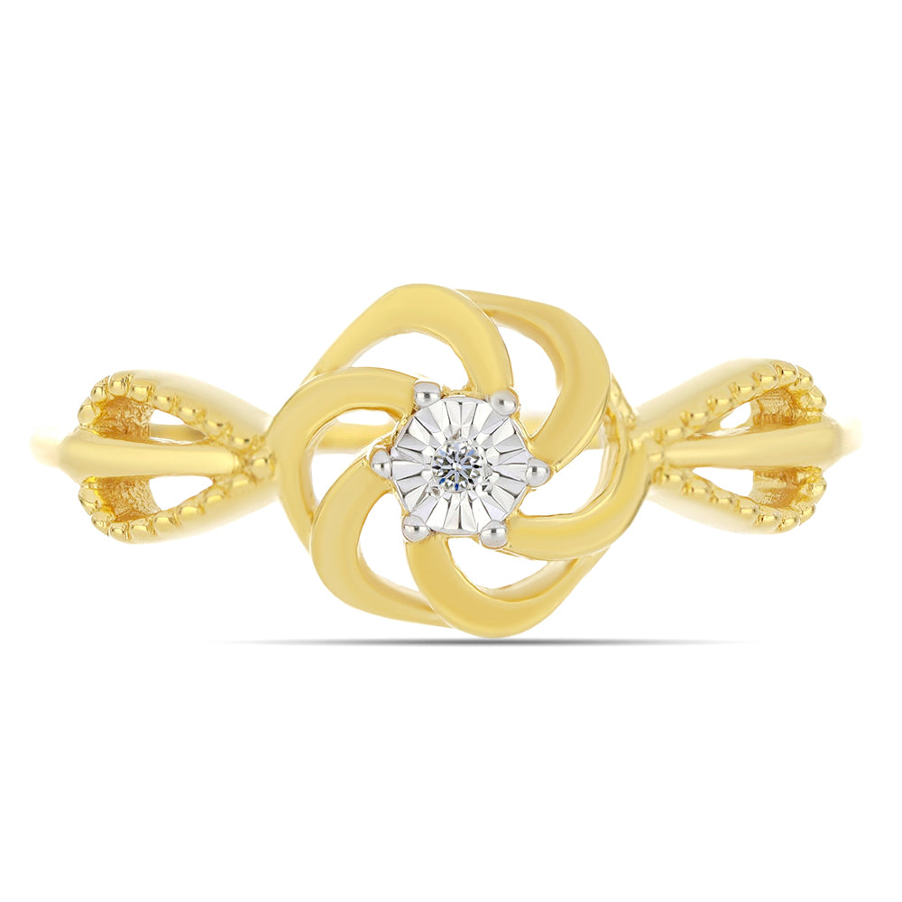 Inel din Argint 925 Placat cu Aur ( 2.25 grame ) cu Diamant Alb 0.01 Carate 1 