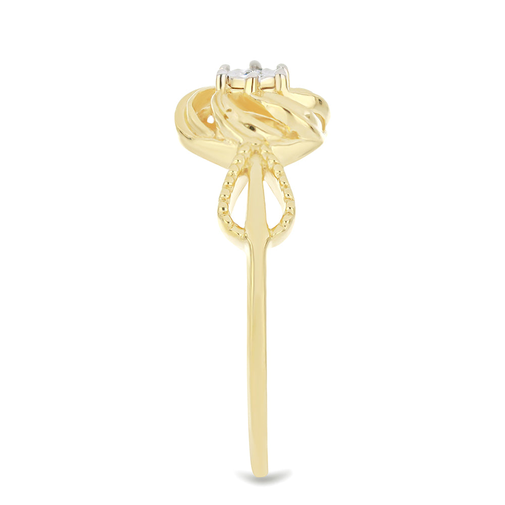Inel din Argint 925 Placat cu Aur ( 2.25 grame ) cu Diamant Alb 0.01 Carate
